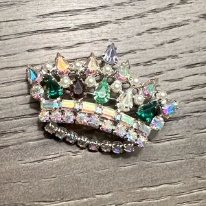 Vintage Rhinestone Mother's Crown Pin Signed B. David